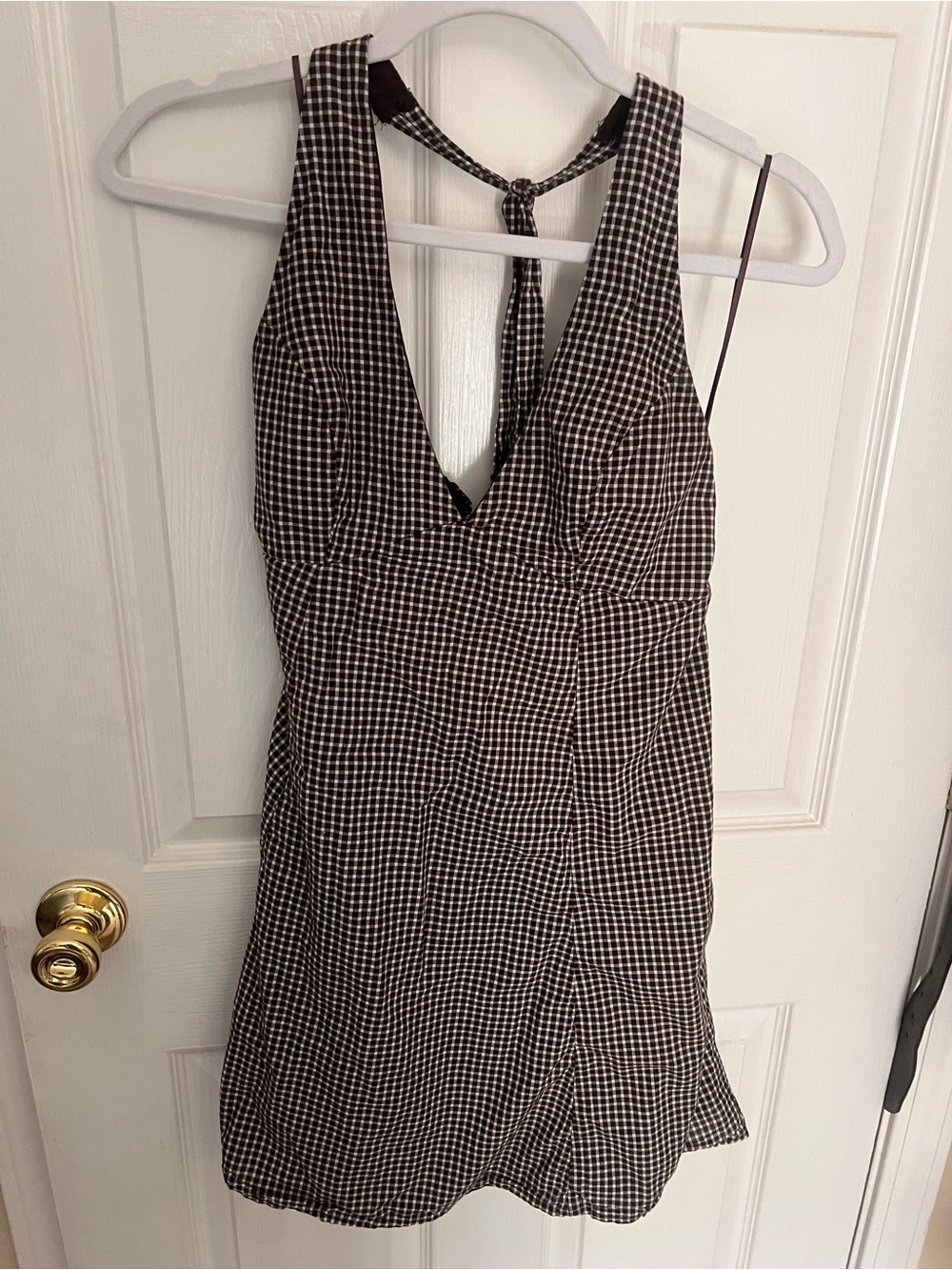 Hollister Black and White Gingham Tie-Back Mini Dress